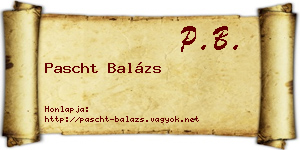 Pascht Balázs névjegykártya